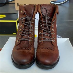 Brown Leather Oxford Booties